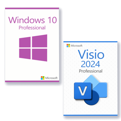 Microsoft Windows 10 Professional + Microsoft Visio 2024 Professional license for 3 devices